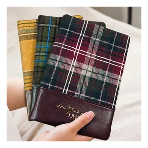 Wholesale Scottish Tartan Fabric Notebook Hardcover Custom logo Weekly Planner Diary Inspiration Bible Journal