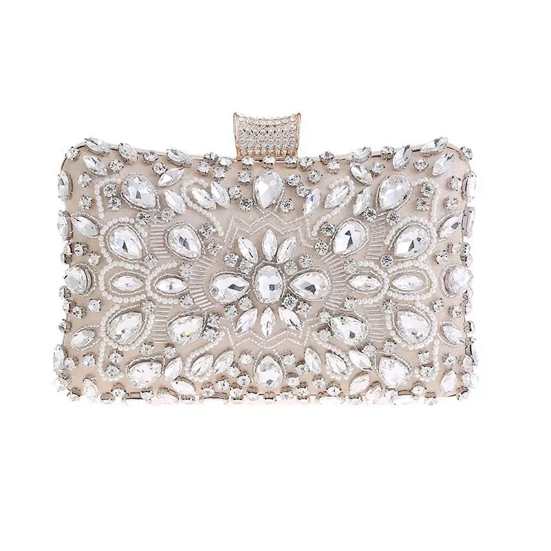 Pearls Clutch Noble Crystals Beaded Evening Purse