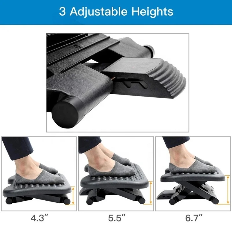 Foot Rest Stool Adjustable Foot Stepping Platform With Rollers