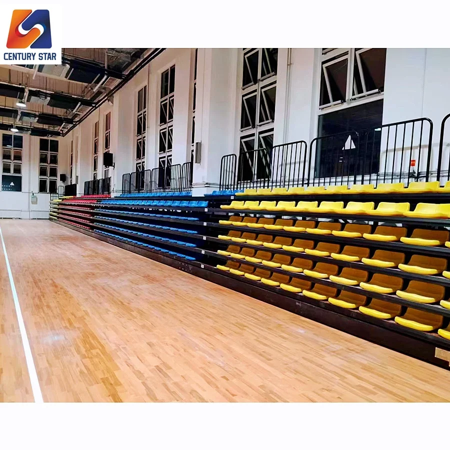 Stainless Steel Manual HDPE Bench Retractable Gym Plastic Seats for Basketball Bleachers