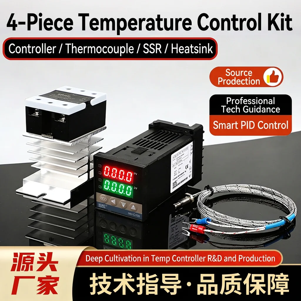 REX-C100 Digital Industrial Thermostat Screw Thermocouple Solid State Heat Sink Intelligent Temperature Control Plastic ODM OEM