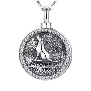 Wholesale 2026 Trendy 925 Sterling Silver Rhodium Plated Cat Dog Memory Keepsake Urn Ash Holder Fine Necklace Pendant Jewellery