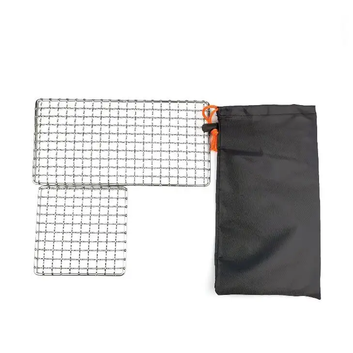 Combo 2 Pack Bushcraft Grill Portable Welded Stainless Steel High Strength BBQ Mesh for Outdoor Camping