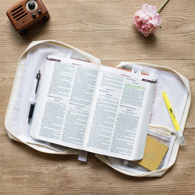 New Arrival Canvas Study Bible Case Holy Cover Pattern Convenient Handle Covers for