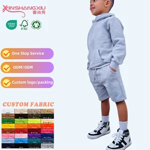 Custom Sweatshirts Cotton Tracksuits Solid Pullover Sweatsuit Set Kids Hoodies and Shorts Clothes Girls Boys Clothing Sets