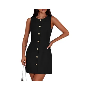 Elegant Women's Casual Summer Office Outfits Formal Business Chiffon Dress Button Closure Natural Waist Digital Printing Solid