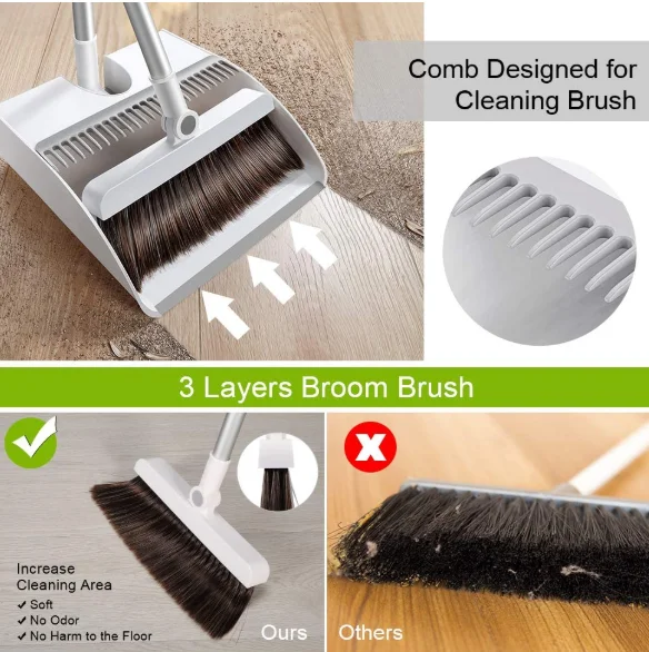 Wholesale Longhandled Foldable Broom And Dustpan Set High Quality