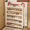 Zapatero plegable de doble soporte de 6 niveles y 70 cm en color crema y rojo