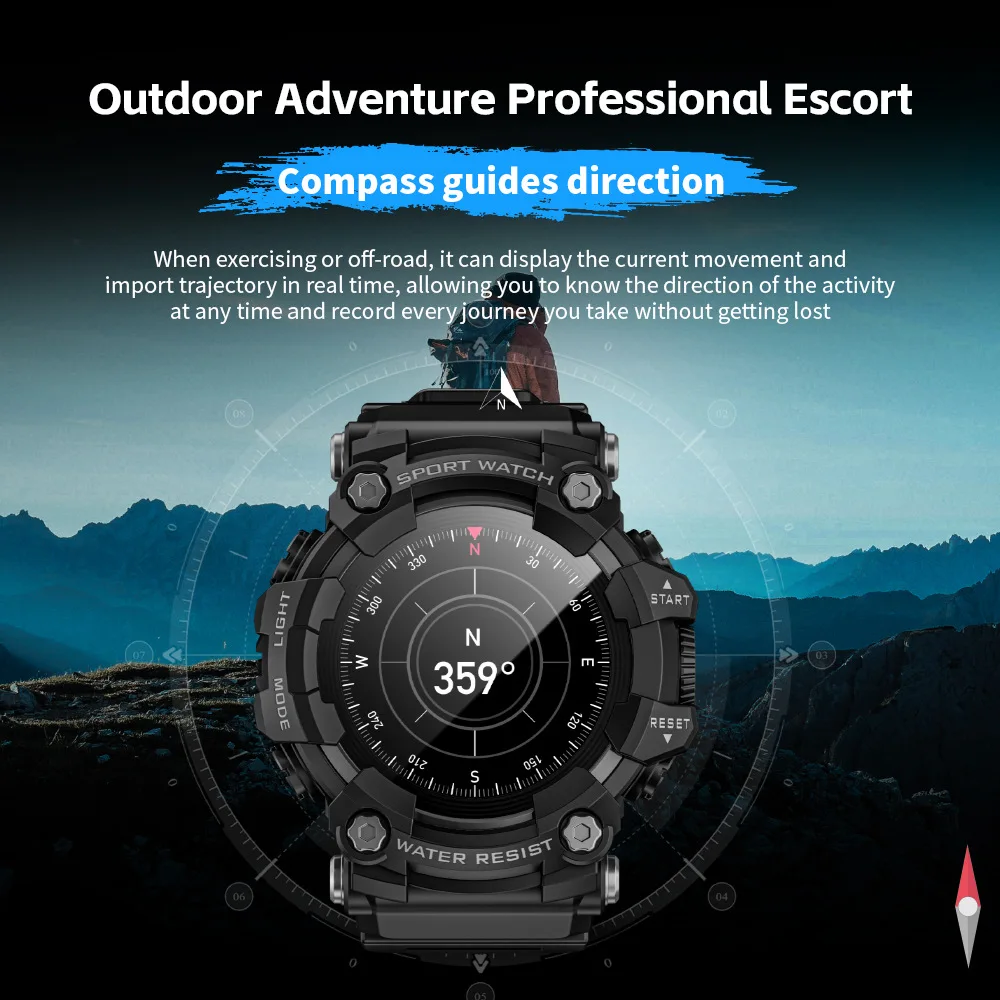 LOKMAT ATTACK GT Upgrade Sport Smart Watch Waterproof BT Calls Rugged Smartwatches Flashlight Fitness Tracker for Phone