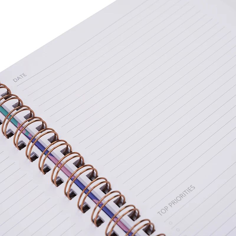 Новое поступление 2022 года блокнот на спирали в твердом переплете из фольги с тиснением под розовое золото