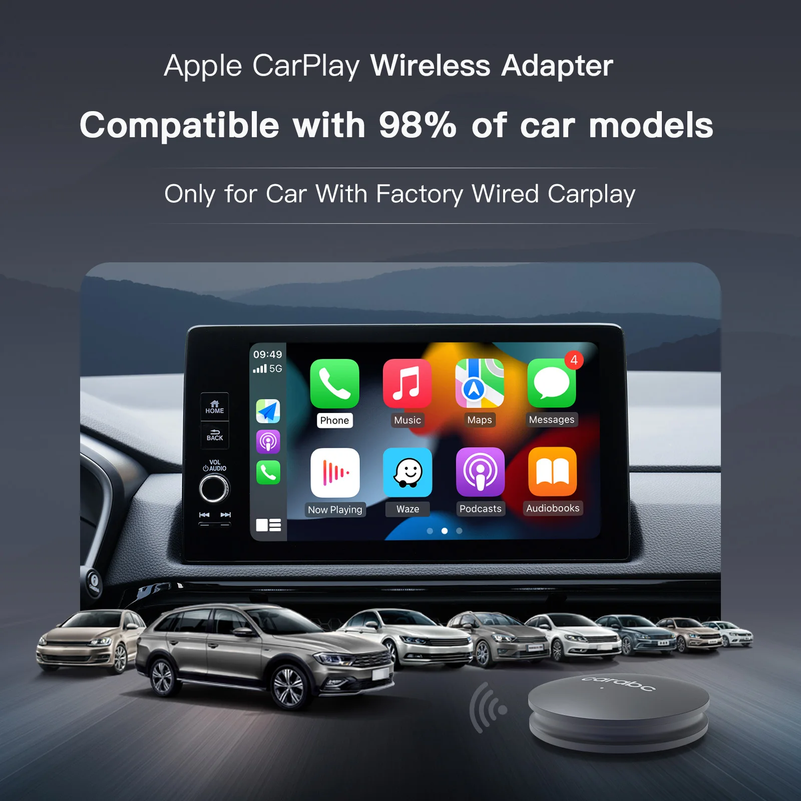 Carabc wireless apple carplay dongle for car wired to wireless carplay