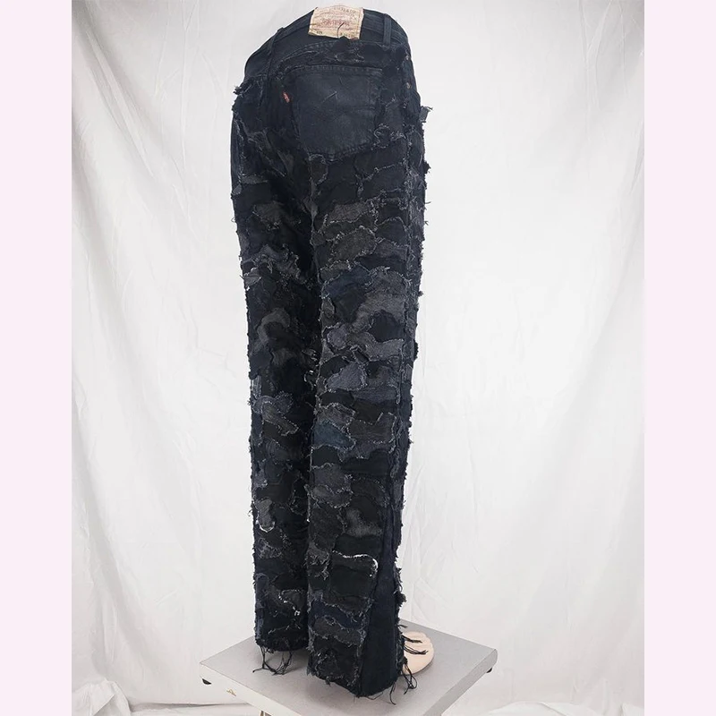 DiZNEW Custom Designer Fashion Street wear Wide Leg high Waist Denim Jeans Pants Straight jeans supplier