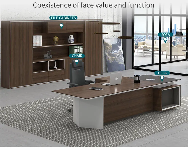 Luxury office furniture panel office desks large steady L shaped manager desk