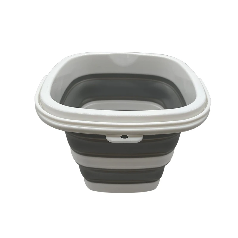 Многофункциональное портативное прочное уличное домашнее серое складное квадратное пластиковое ведро для воды