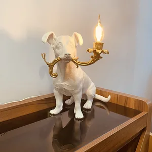 Animal Dog Resin Statue Table Lamp Bedroom Night Lights for Hotel Bedside or Living Room