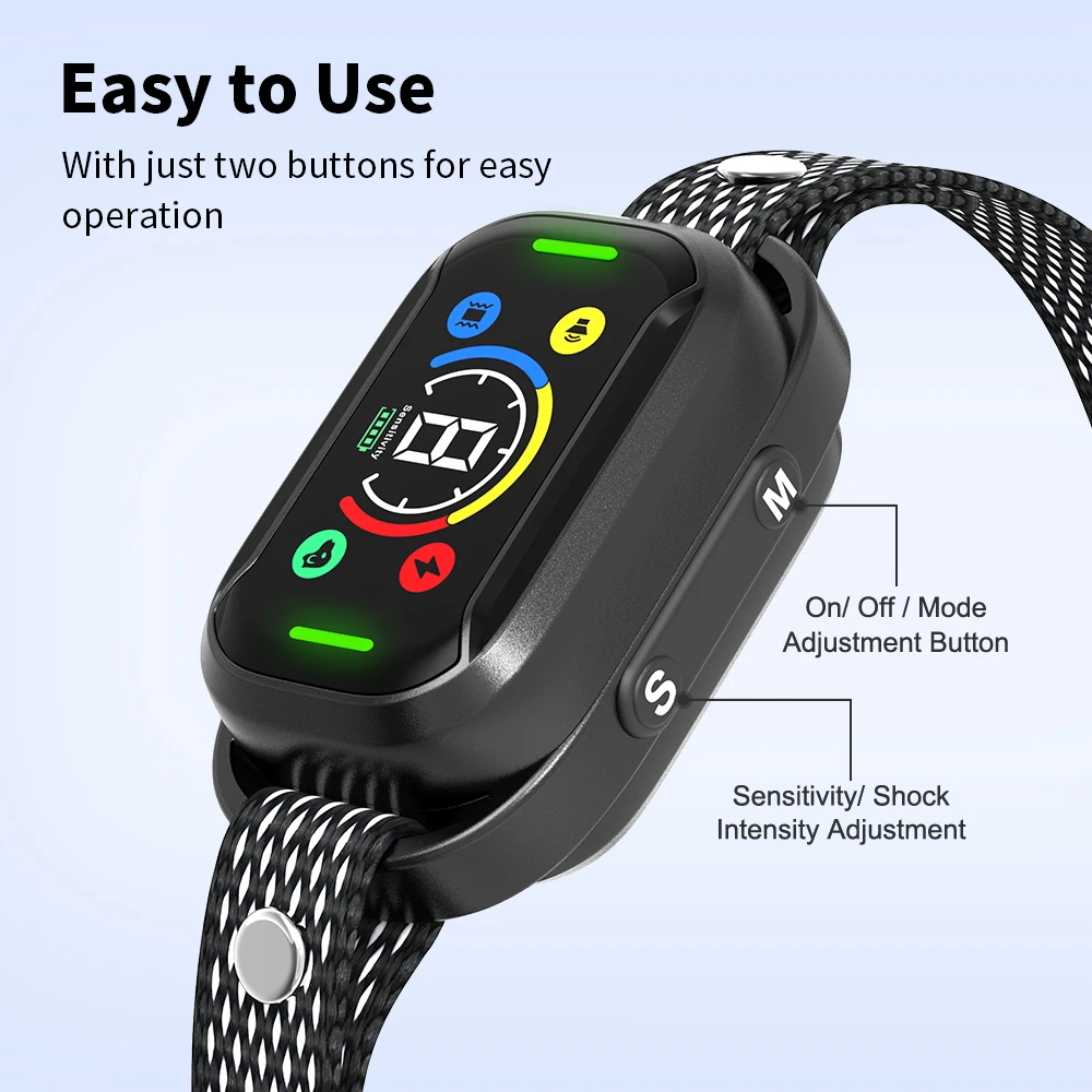 TIZE New Product Patent Design Smart  Dog Anti Bark Collar Vibration Anti-bark Collar with Color Screen
