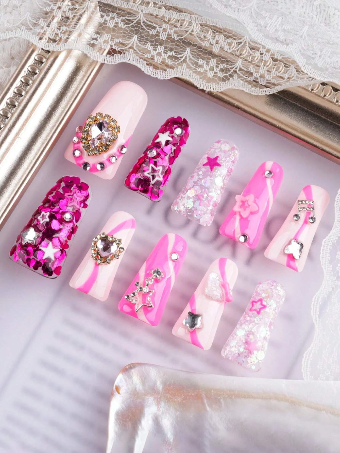 2024 New 10pcs Handmade Exclusive Design Duck Acrylic Press On Nails ...