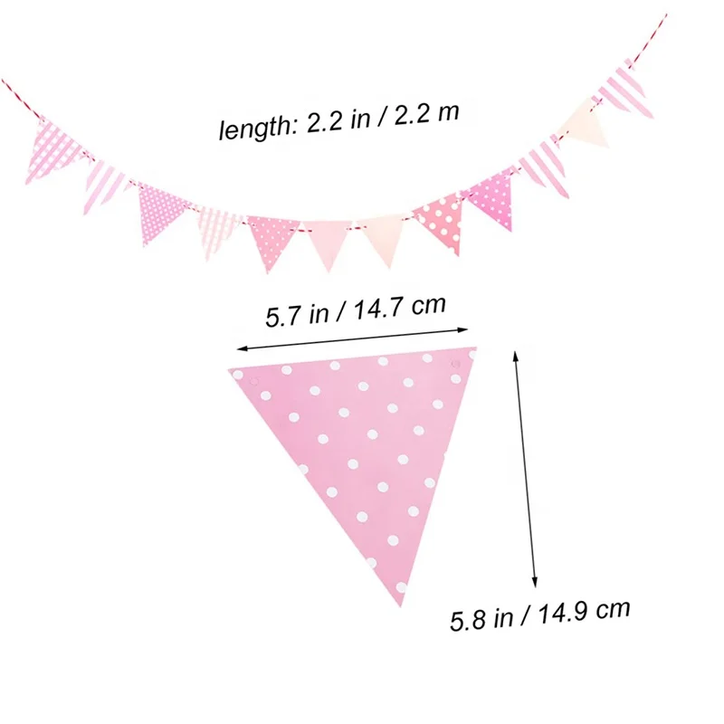 Happy Birthday Banner Colorful Triangle Cardpaper Flags Lovely Birthday Flag Pennant String Flag for Birthday Decoration