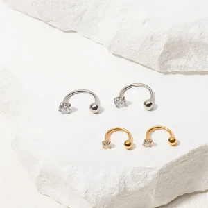 Body Jewelry Fashion Stainless Steel Crystal CZ Hoop Women Nose Rings Hoop Jewelry Custom Gold Clip on