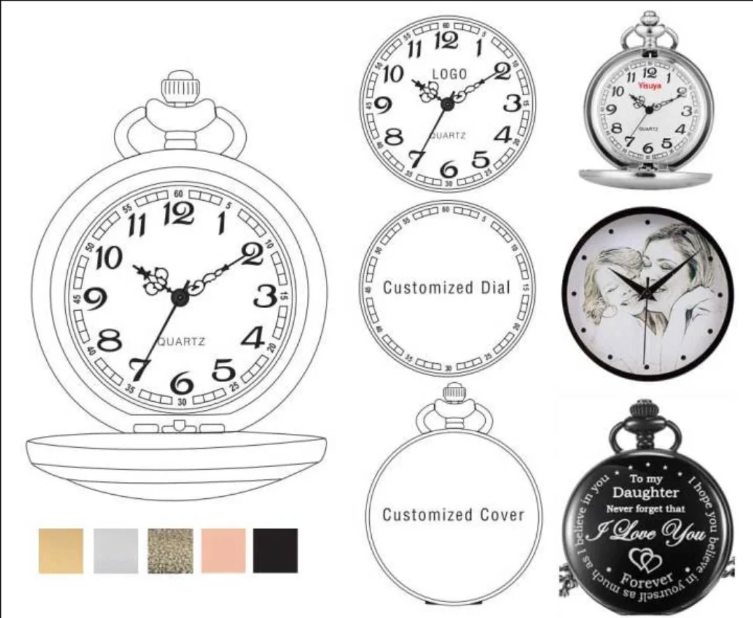 Double Circle Number Wooden Design Your Own Pocket Watch With Watch