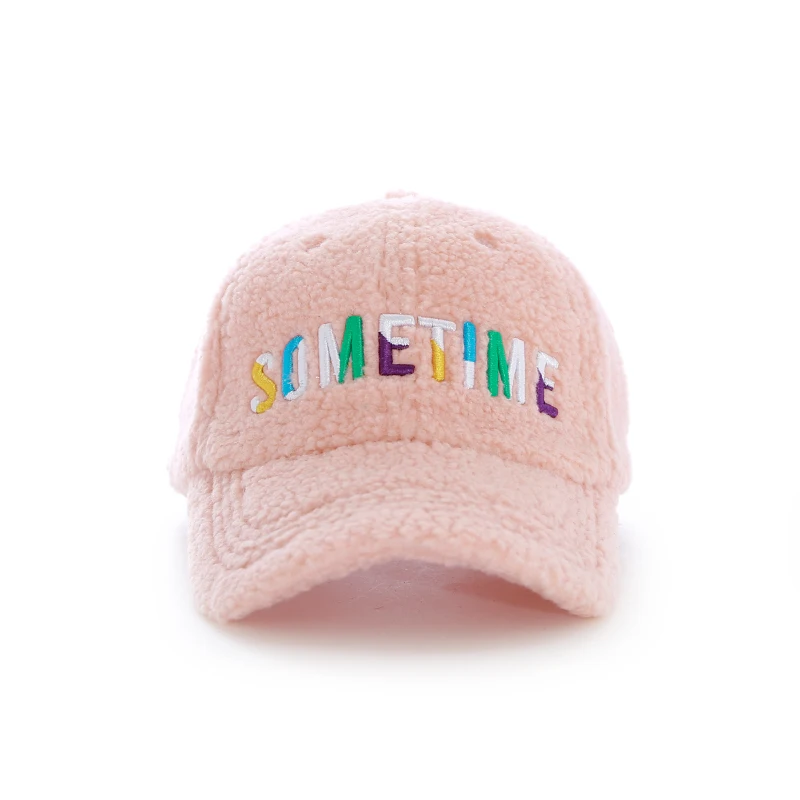 Hot Selling  plain distressed pink and white wool baseball cap