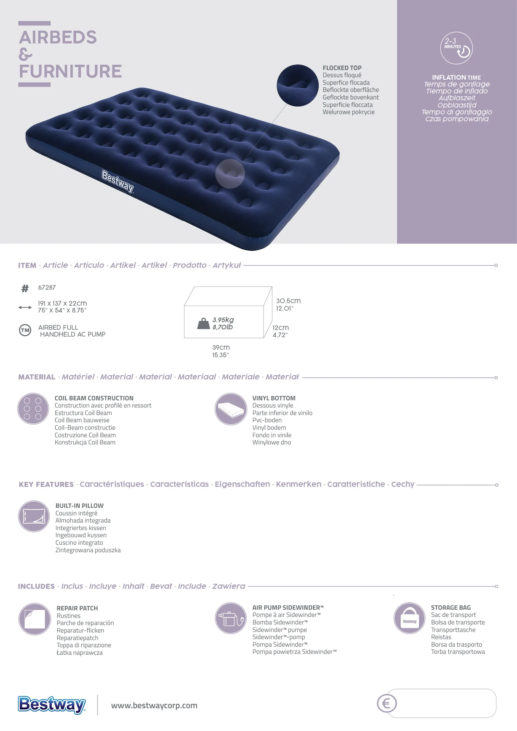 Bestway 67287 hospital air mattress