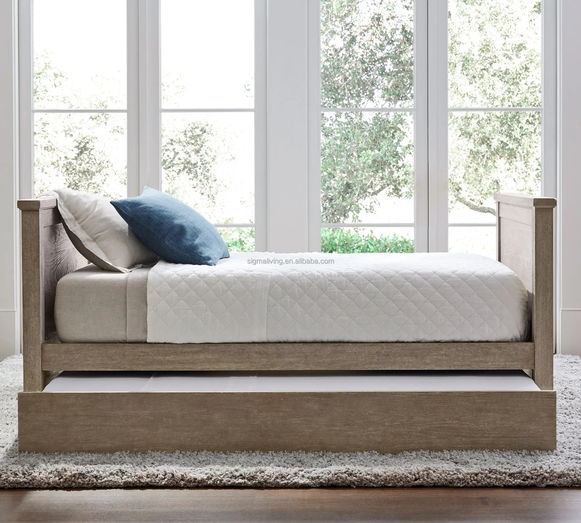 Bedroom big hotel double bed indoor furniture trundle daybed