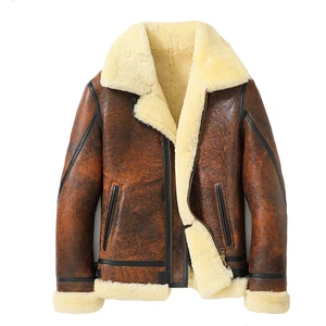 Factory Customized Embroidered Men's Sheepskin G1 Leather Jacket Coat