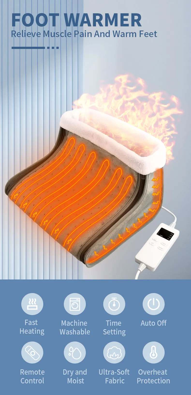 Overheat Protection Winter Foot Warmer Heating Pad Detachable Office