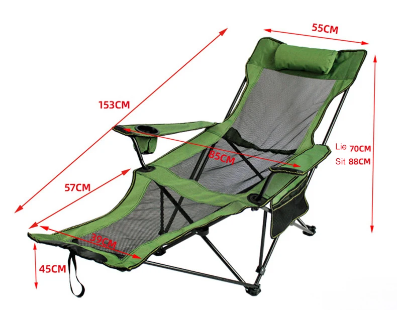 Outdoor Folding Reclining Beach Chair Mesh Leisure Garden Camping Recliner Lounge Beach Chairs