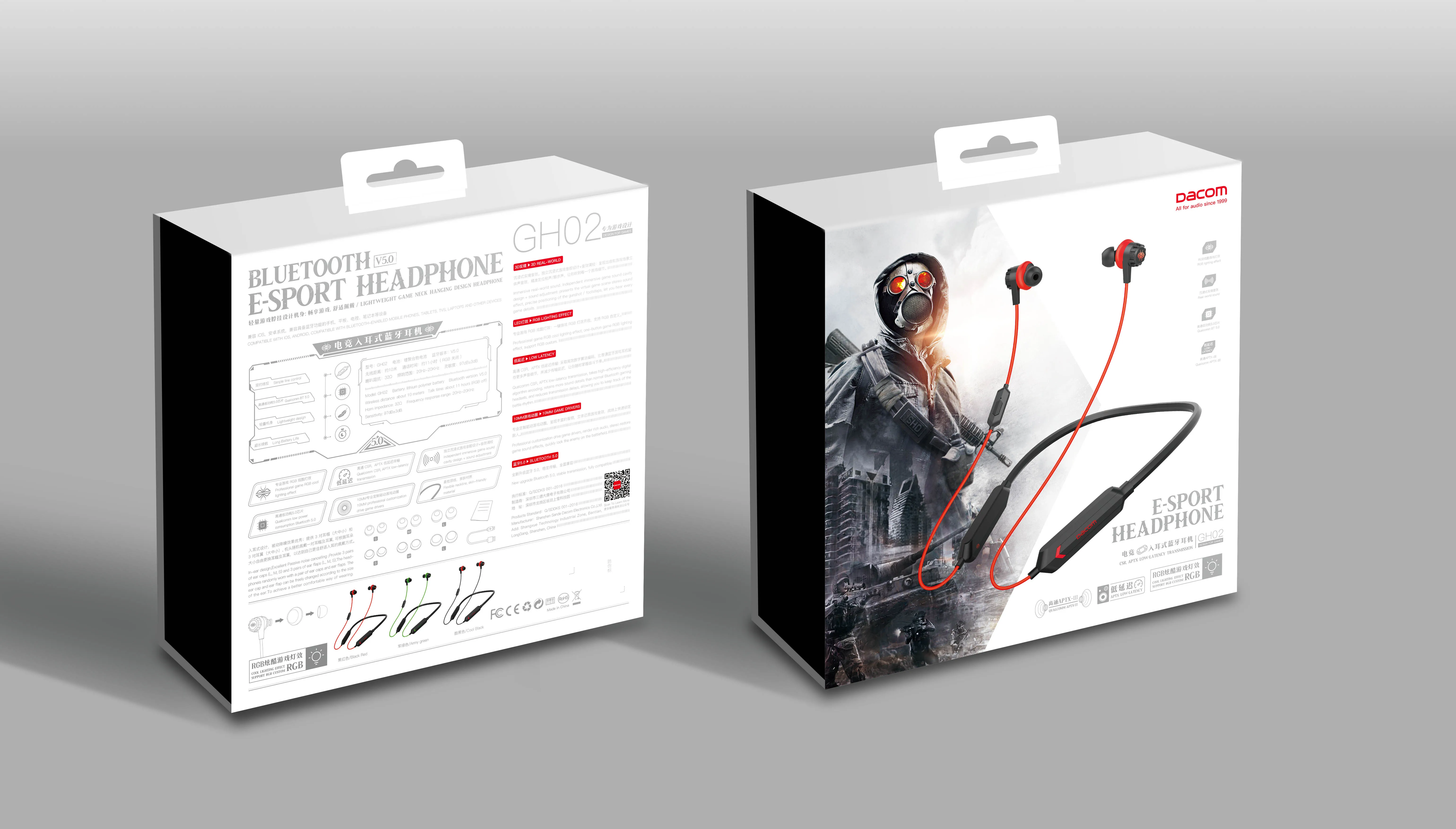 dacom gh02 qualcomm qcc aptx iii gaming headset led lighting up