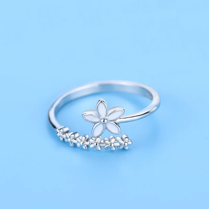 Simple Fashion Flower Index Finger Ring Resizable Opening Rings Student Jewelry Wholesale