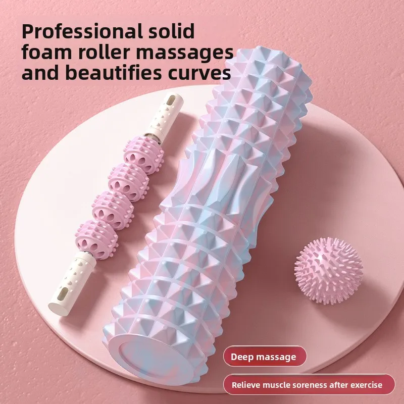Solid EVA Foam Roller Crescent-Shaped Yoga Block with Spiked Pattern for Home Use Dual-Zone Leg Muscle Relaxation