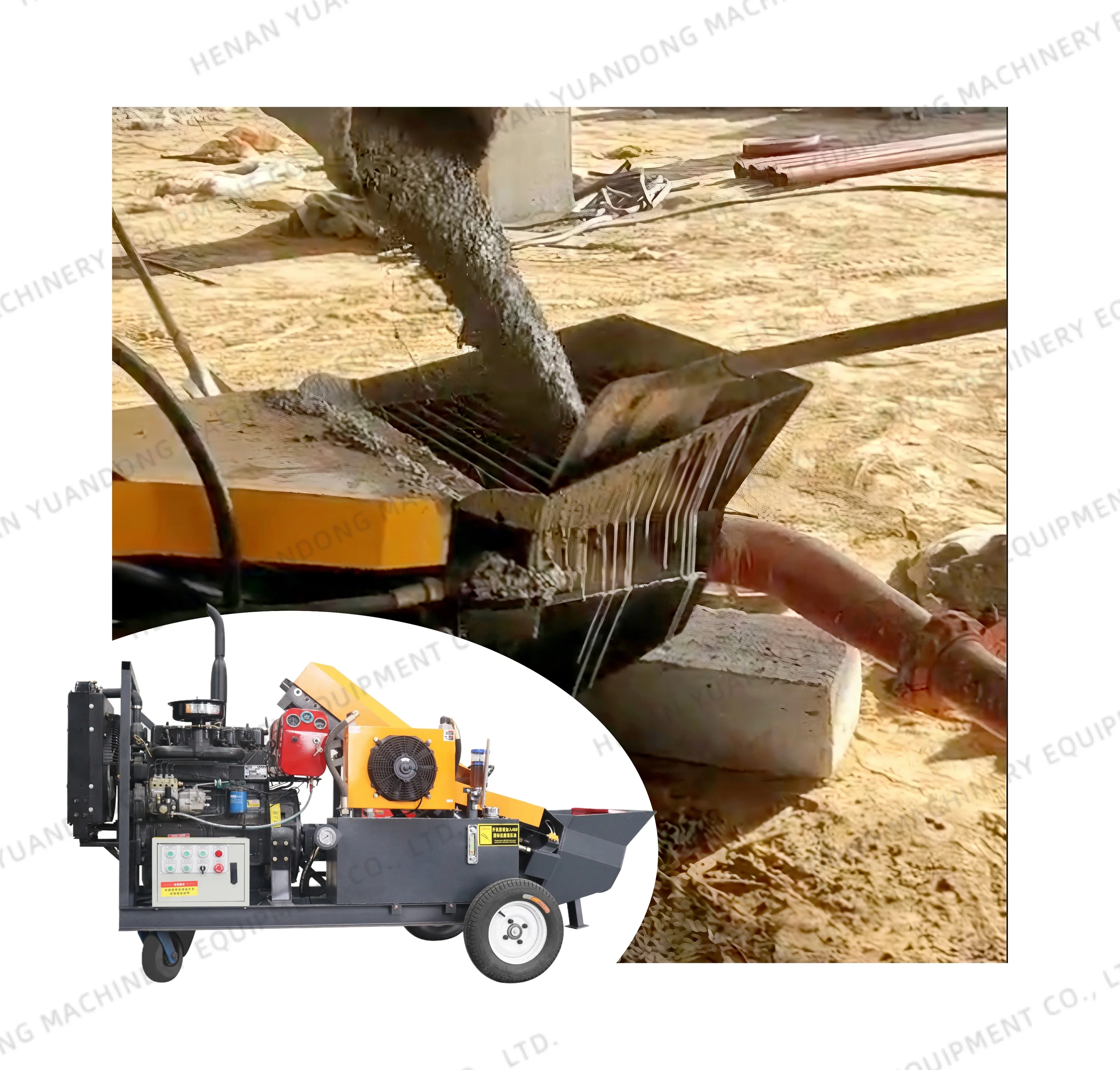 Widely Used Sand Concrete Pump Machine 15M3/H Customized Voltage Stationary Concrete Pump