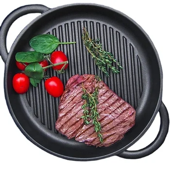 32cm non-stick iron grill pans with glass lid cover