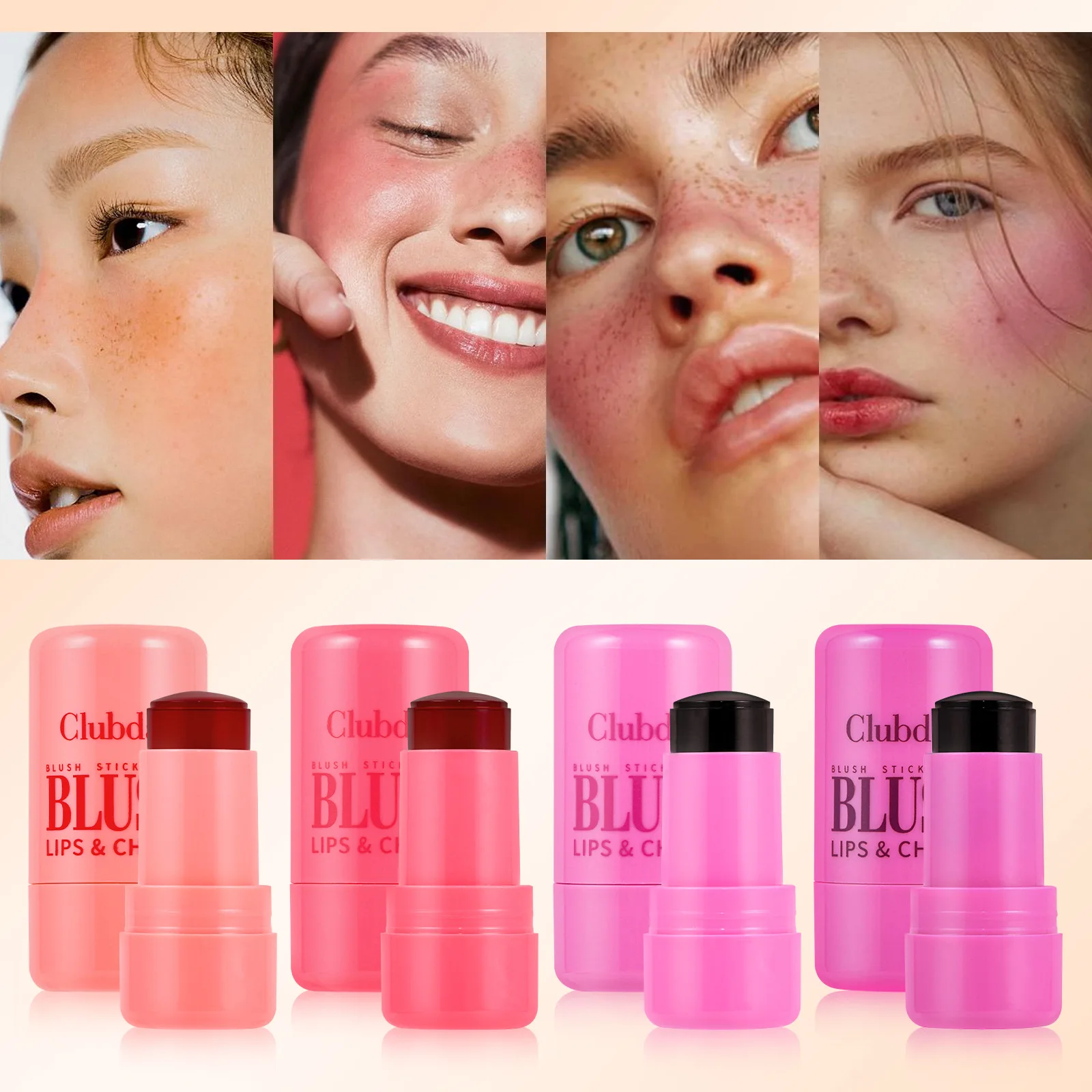 Clubday Vegan Tinted Moisture Stick Jelly Tint Lip Cheek Blush Moisturizer Soft Lightweight Rose Stain Jelly Tint Blush