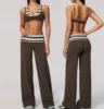 Brown striped flared pants sets