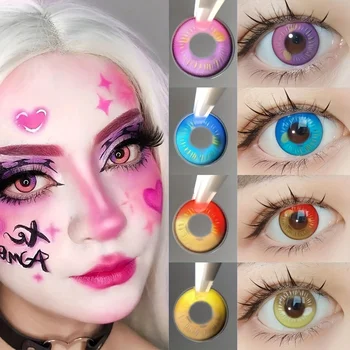 Lalens Anime Role Cosplay Myopia Contact Lenses Cosmetic Eyewear Lens Wholesale Price Prescription Power -1.00 to -8.00