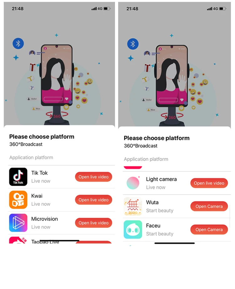 2020 Горячая продажа 360 Вращение авто лицо/тело слежения камера Смарт-съемка держатель мобильного телефона B6