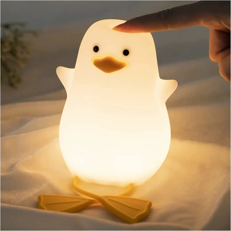 Usb Rechargeable Dimming Touch Lamp Sleeping Bedroom Cartoon Animal Children Gift Led Silicone Duck Night Light