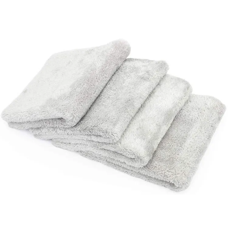 SPIFIT 350gsm тонкое белое плюшевое полотенце из микрофибры 4-pack 16x16 дюймов. Полотенце из микрофибры без краев