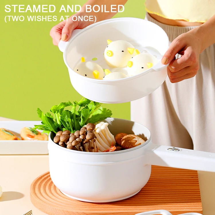 Ceramic Glaze Coating Boiling Pan Multi Function Mini Cooker Electric Skillet Rice Cooker Electric Steamer Pot