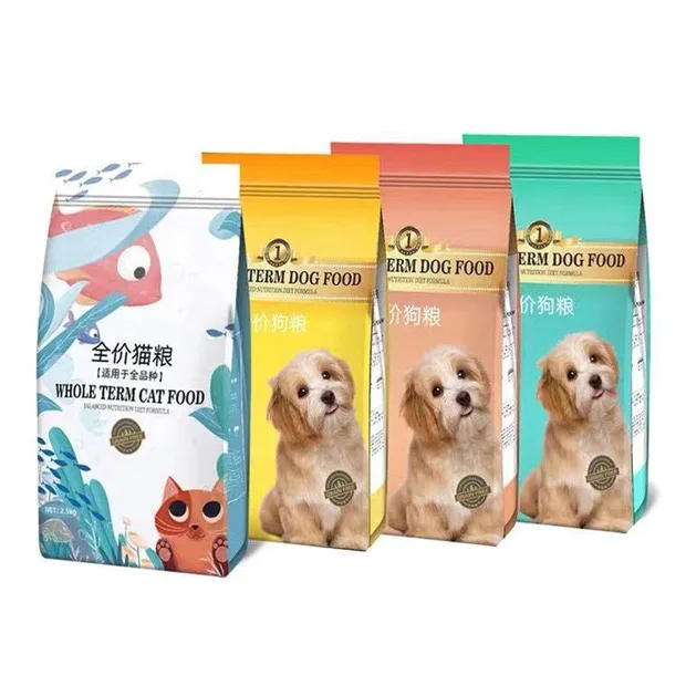Dog Food Bag Supplier Oem Custom Logo Plastic Flat Bottom Side Gusset