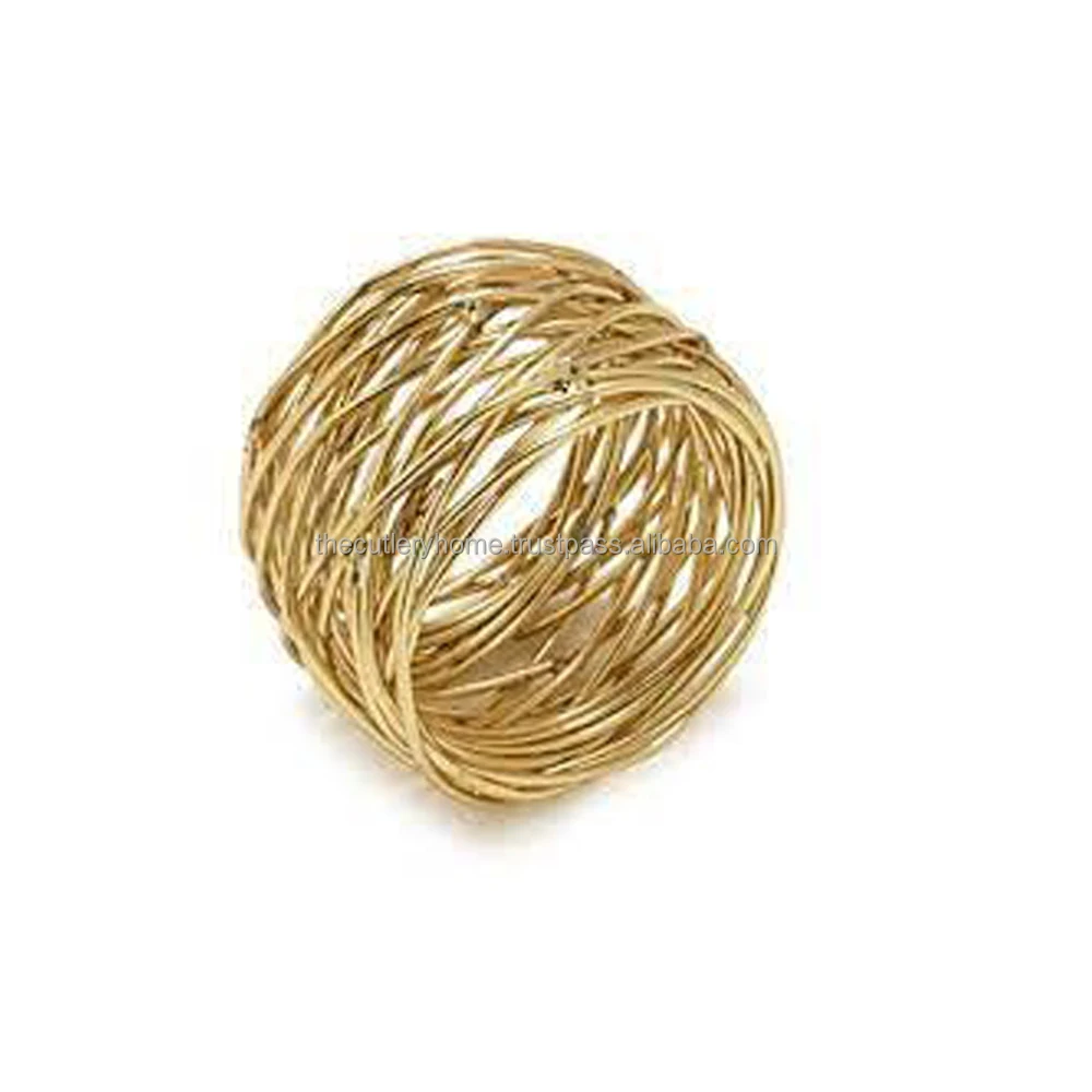 Brass Gold Finished Rooster Embossed Design Engraved Napkin Ring Tableware Decorative Accessories Royal Gold Napkin Ring