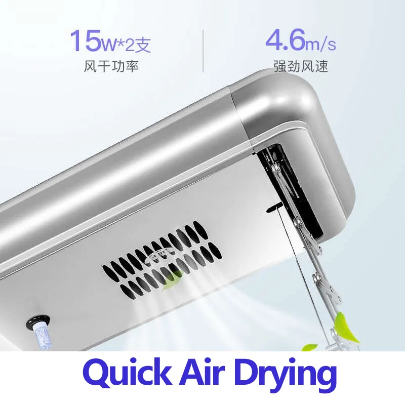 Ceiling-Mounted LED Automatic Clothes Drying Rack with Fan Motorized Foldable Hanger