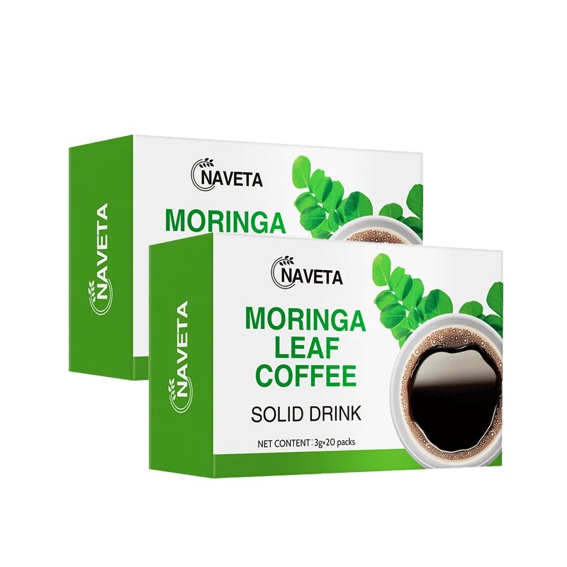 Private Brand Natural Moringa Leaf Instant Coffee Powder Sweet Chocolate Flavor Box Packaging Fat Burning and Detox Effects