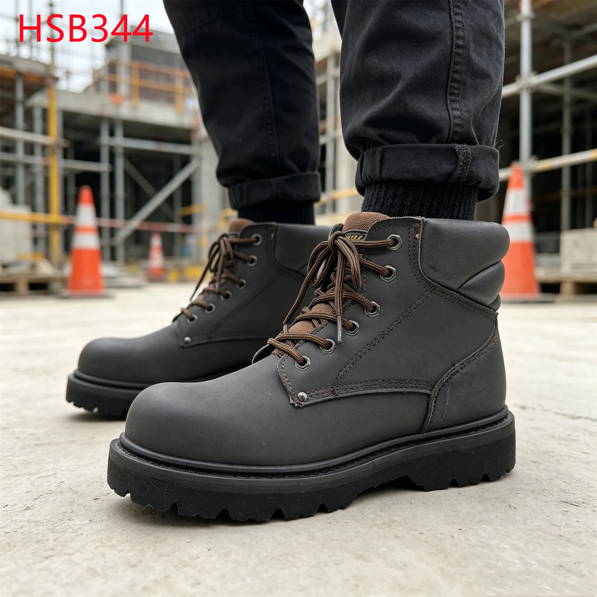 LXG,factory Floors EVA+Goodyear Rubber Sole Hua Singh Work Boots Factory Output SA Standard Chocolate Brown Safety Shoes HSB344