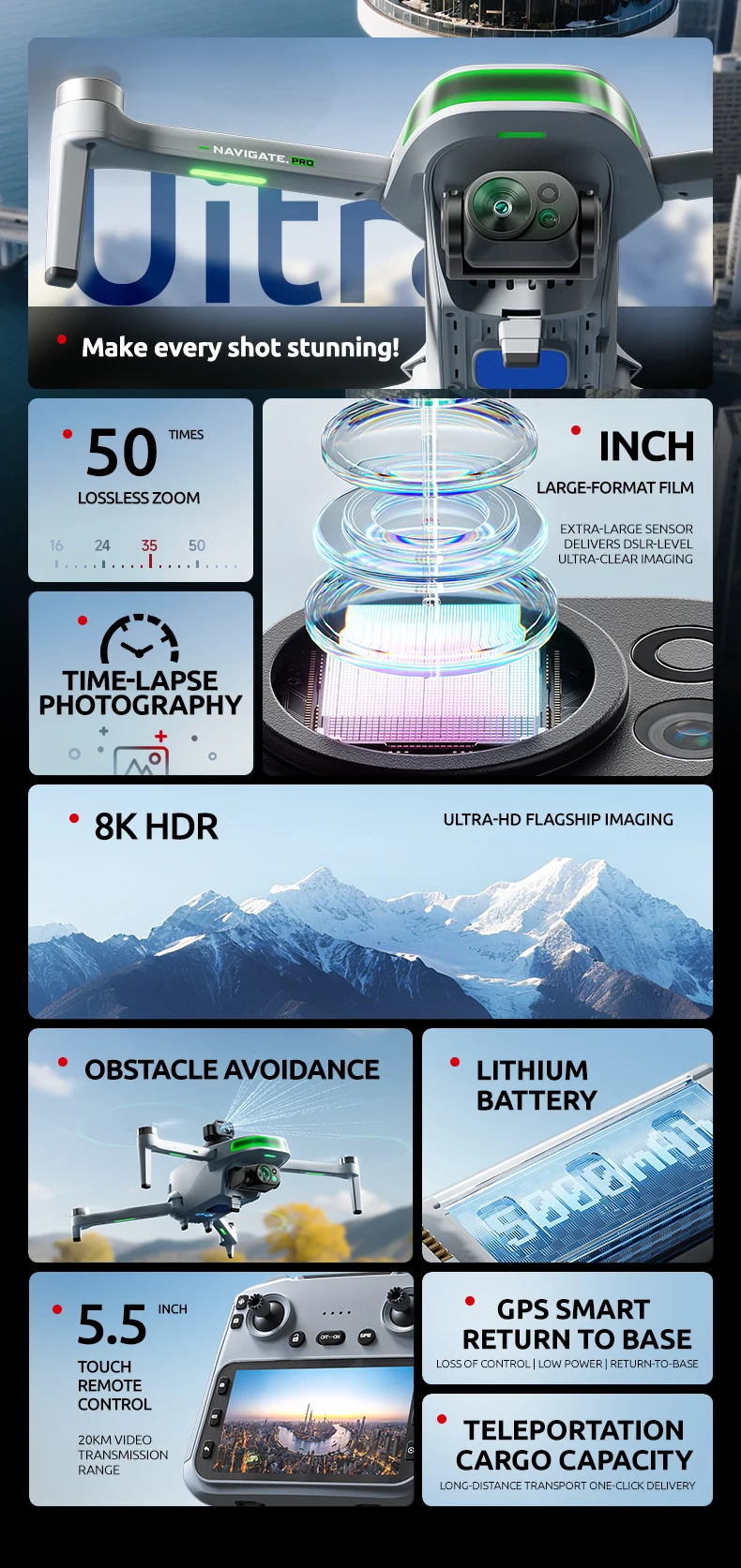 P31 Pro RC Quadcopter Brushless Motor 1080p FHD Camera Foldable Design 2KM Transmission 5G/2.4GHz App Control GPS White Drone