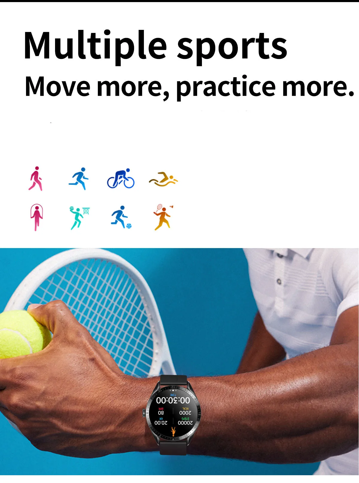 Tracker Herzfrequenz Fitness Uhr W8 Round Smartwatch W8