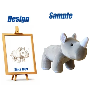Shengye EN71 CPC CE Factory Popular Custom Soft Kawaii Mini Cute Wild Animal Rhinoceros Custom Made Kids Doll Plush Toys